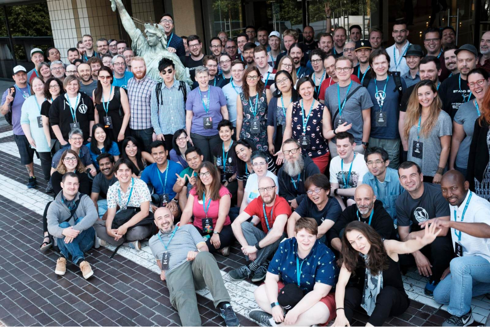 Group photo of attendees at the Community Summit in Paris in 2017