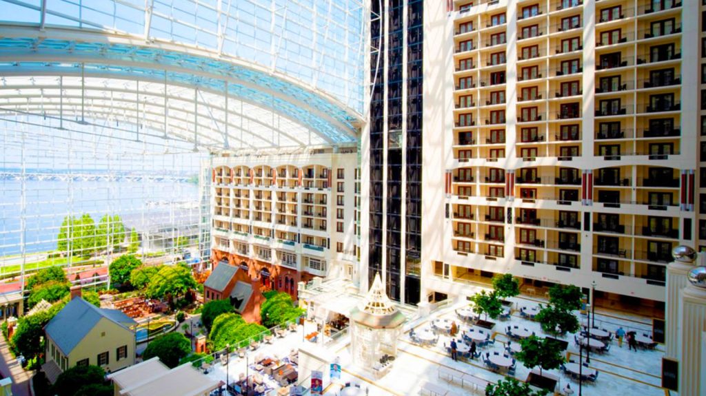 Atrium showing the Cherry Blossom Prefunction Space at the Gaylord National Resort & Convention Center.