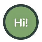 Green circle that says "Hi!" in the center