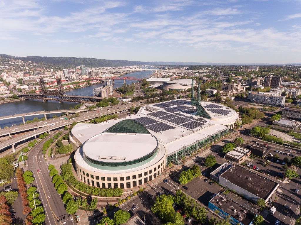 Arial view of the Oregon Convention Center